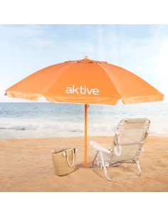 Sombrilla de playa Ø220 cm naranja ventilación UV50 Aktive | Distria 2