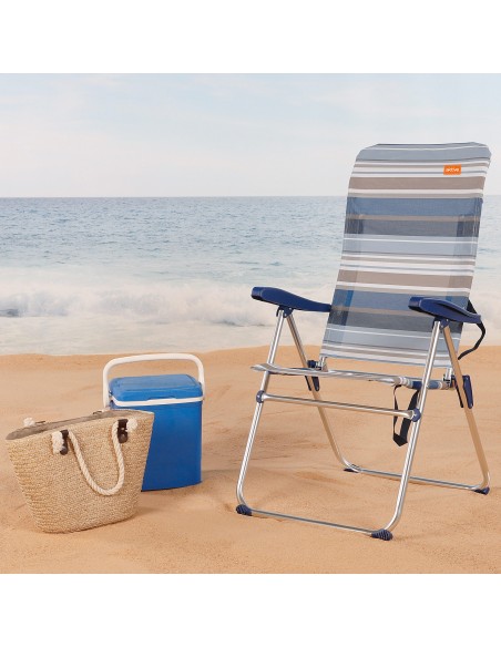Pack ahorro 2 sillas playa azul y blanco 47x66x108 cm | Distria
