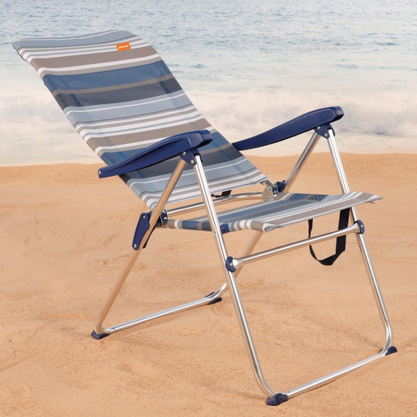 Pack ahorro 2 sillas playa azul y blanco 47x66x108 cm | Distria