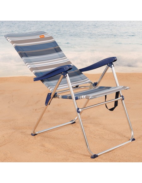 Pack ahorro 2 sillas playa azul y blanco 47x66x108 cm | Distria