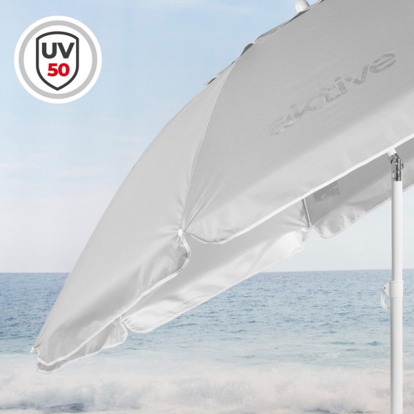 Sombrilla de playa gris D220 cm UV50 Aktive | Distria