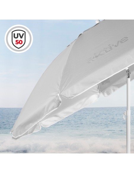 Sombrilla de playa gris D220 cm UV50 Aktive | Distria