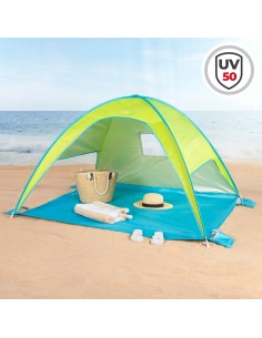 Tienda paravientos playa verde y azul UV50 Aktive | Distria 2