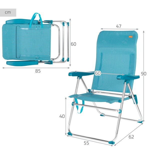 Silla de playa plegable 5 posiciones Aktive | Distria