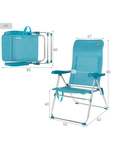 Silla de playa plegable 5 posiciones Aktive | Distria