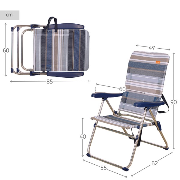 Silla playa alta plegable multiposición | Distria