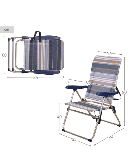 Silla playa alta plegable multiposición | Distria