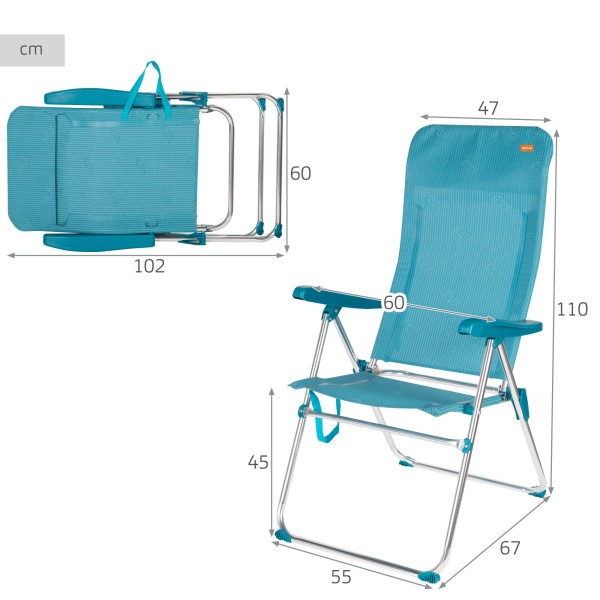 Silla de playa alta plegable 5 posiciones Aktive | Distria