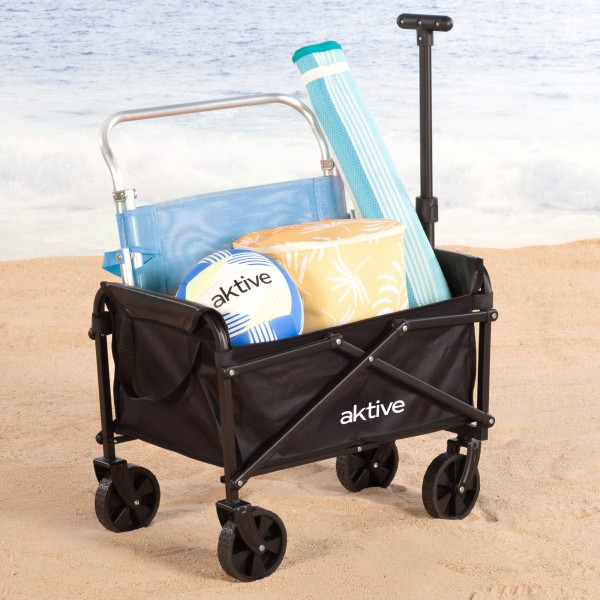 Carro playa negro Aktive 4 ruedas | Distria