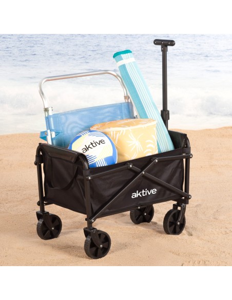 Carro playa negro Aktive 4 ruedas | Distria