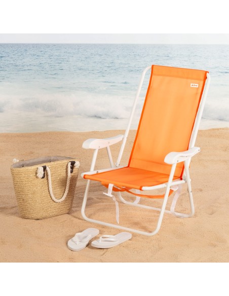 Silla de playa plegable con respaldo alto y mochila Aktive | Distria