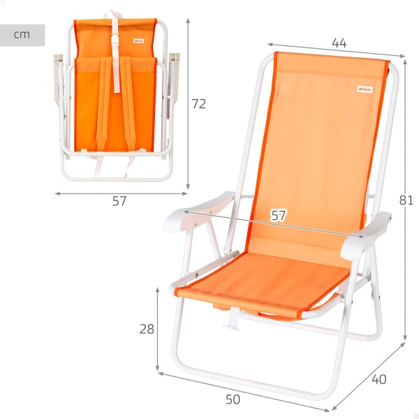 Silla de playa plegable con respaldo alto y mochila Aktive | Distria