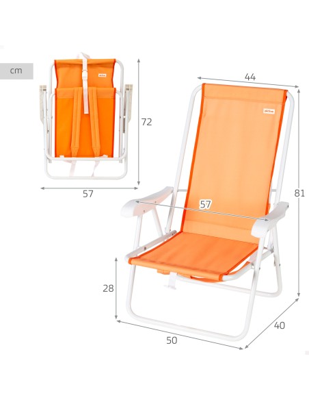 Silla de playa plegable con respaldo alto y mochila Aktive | Distria