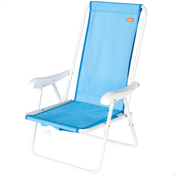 Silla mochila de playa plegable azul 44x40x81 cm Aktive | Distria