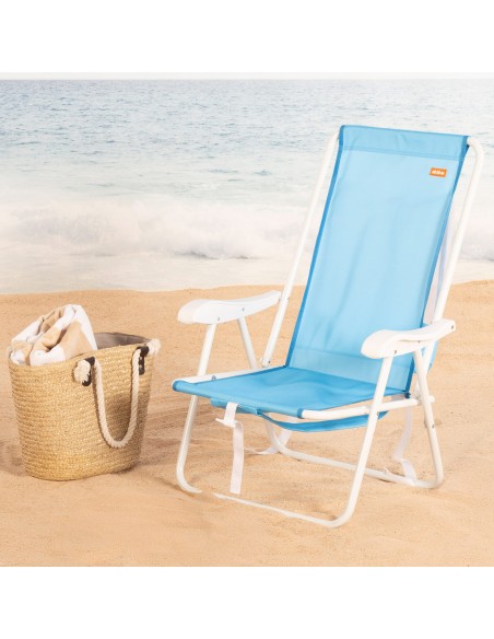 Silla mochila de playa plegable azul 44x40x81 cm Aktive | Distria
