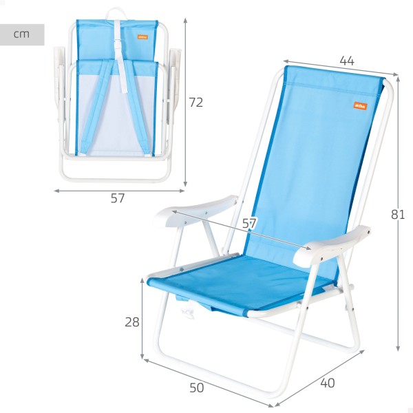 Silla mochila de playa plegable azul 44x40x81 cm Aktive | Distria