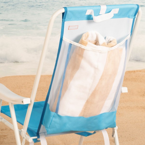 Silla mochila de playa plegable azul 44x40x81 cm Aktive | Distria