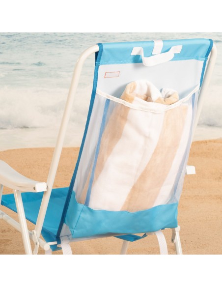 Silla mochila de playa plegable azul 44x40x81 cm Aktive | Distria