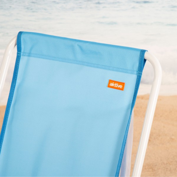 Silla mochila de playa plegable azul 44x40x81 cm Aktive | Distria