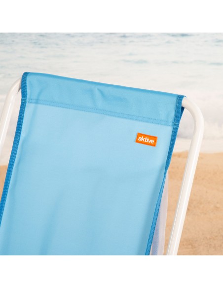 Silla mochila de playa plegable azul 44x40x81 cm Aktive | Distria