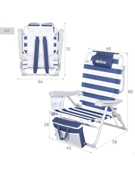 Silla playa plegable multiposición marinera | Distria