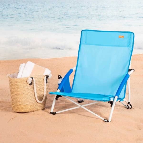 Silla de playa plegable azul marino Aktive | Distria