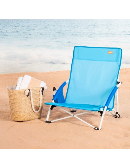Silla de playa plegable azul marino Aktive | Distria