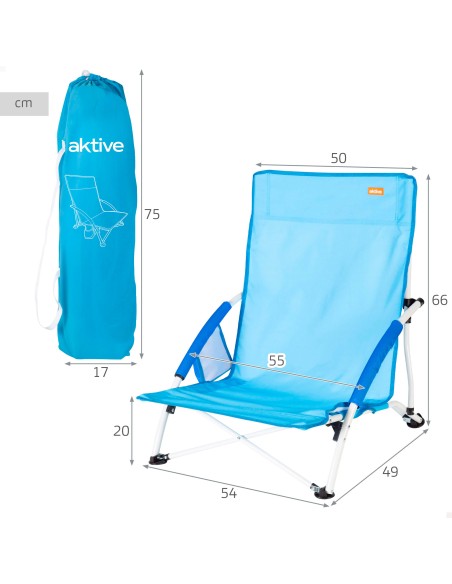 Silla de playa plegable azul marino Aktive | Distria