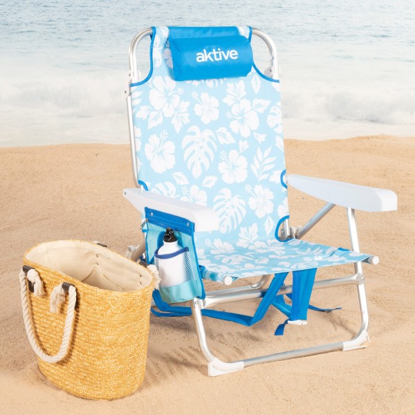 Silla de playa plegable Aktive multiposición con bolsillos | Distria