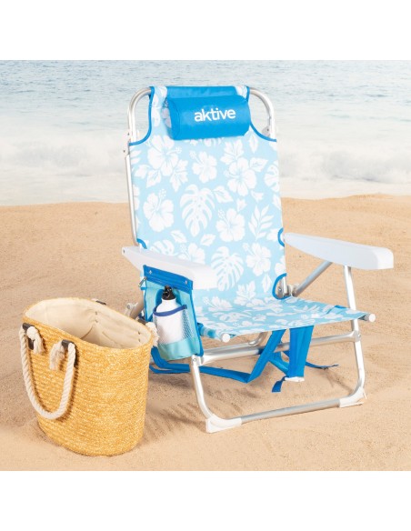Silla de playa plegable Aktive multiposición con bolsillos | Distria