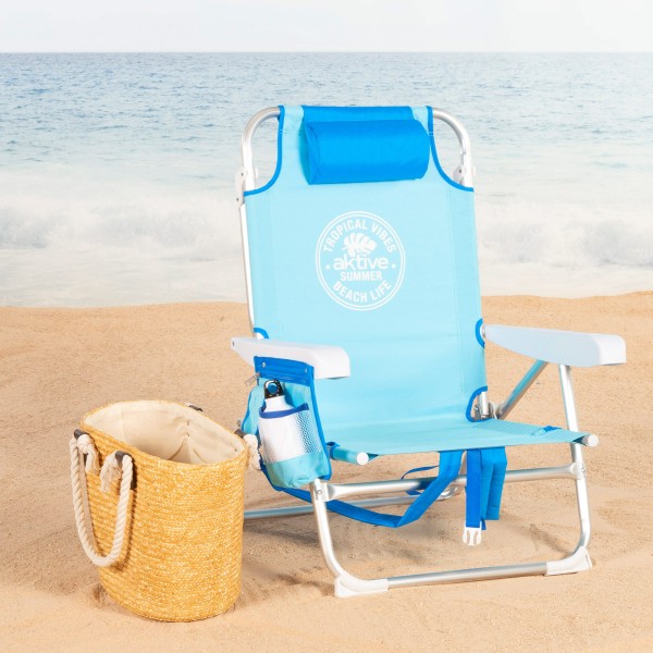 Silla de playa plegable Aktive multiposición azul | Distria