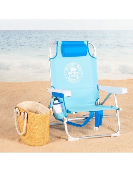 Silla de playa plegable Aktive multiposición azul | Distria