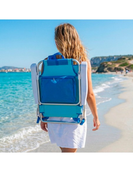 Silla de playa plegable Aktive multiposición azul | Distria