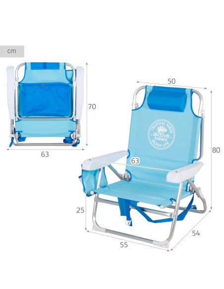 Silla de playa plegable Aktive multiposición azul | Distria