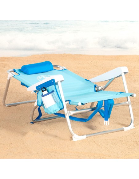 Silla de playa plegable Aktive multiposición azul | Distria