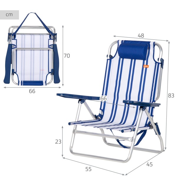 Silla de playa plegable marinera 48x45x83 cm Aktive | Distria