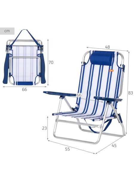 Silla de playa plegable marinera 48x45x83 cm Aktive | Distria