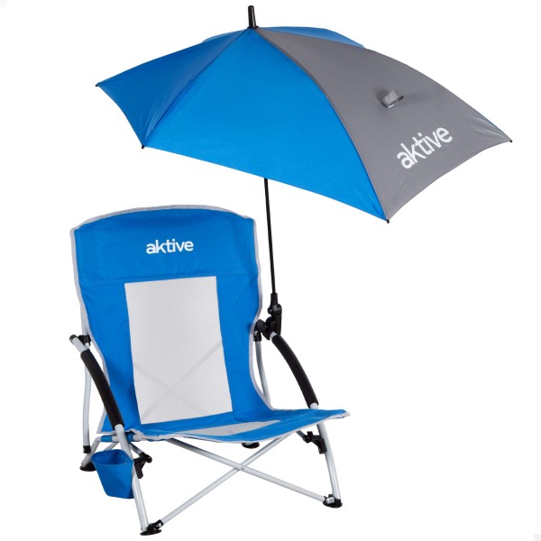 Silla plegable Aktive con sombrilla y posavasos | Distria