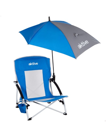 Silla plegable Aktive con sombrilla y posavasos | Distria