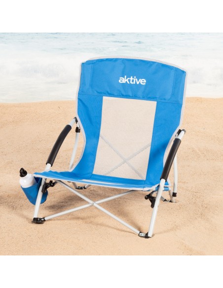 Silla plegable Aktive con sombrilla y posavasos | Distria