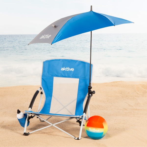 Silla plegable Aktive con sombrilla y posavasos | Distria