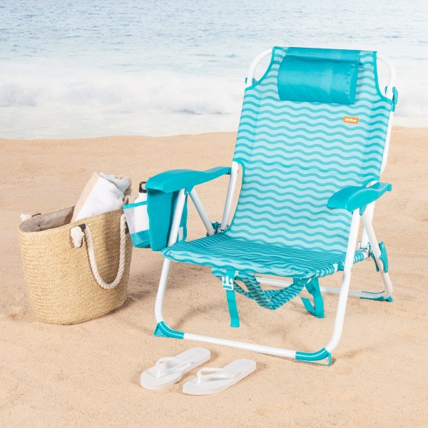 Silla de playa plegable azul 48x58x76 cm Aktive | Distria