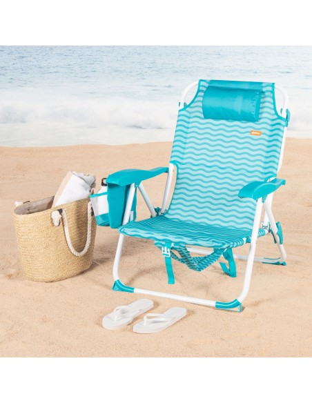 Silla de playa plegable azul 48x58x76 cm Aktive | Distria