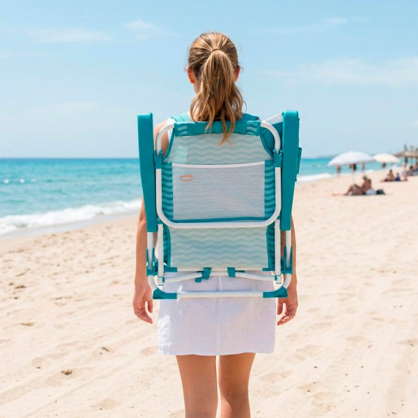 Silla de playa plegable azul 48x58x76 cm Aktive | Distria