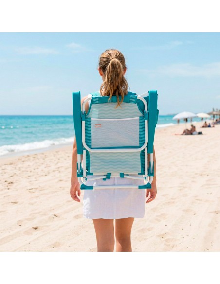 Silla de playa plegable azul 48x58x76 cm Aktive | Distria