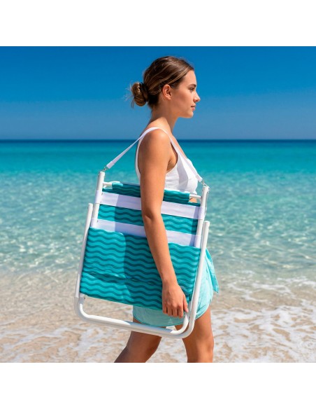 Silla de playa ligera Aktive con asa azul | Distria