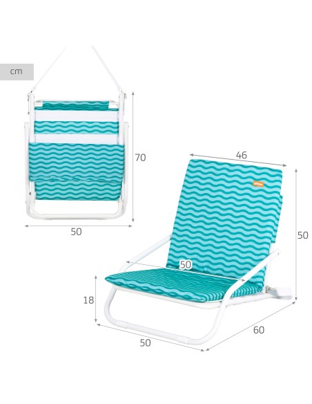 Silla de playa ligera Aktive con asa azul | Distria