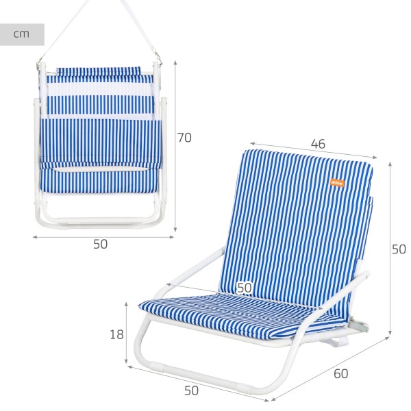 Silla de playa ligera Aktive con asa rayas marineras | Distria