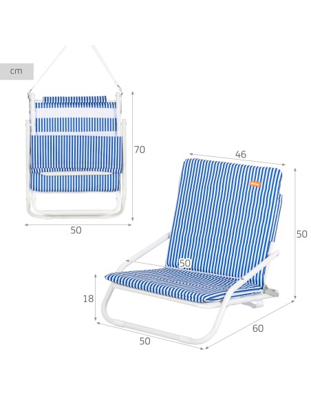 Silla de playa ligera Aktive con asa rayas marineras | Distria