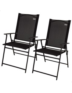 Aktive Pack 2 sillas plegables slim negras para jardín | Distria
